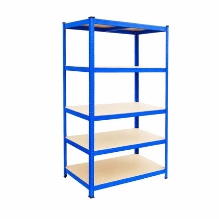 Heavy-Duty Steel Storage Rack with 5 Adjustable Shelves, 175 kg per Shelf, Blue