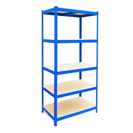 Heavy-Duty Steel Storage Rack with 5 Adjustable Shelves, 175 kg per Shelf, Blue