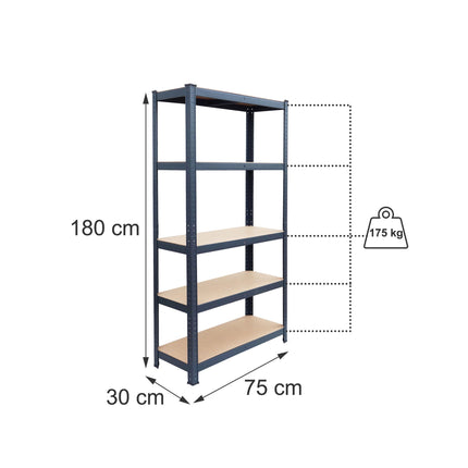 Heavy-Duty Steel Storage Rack with 5 Adjustable Shelves, 875 kg, Anthracite