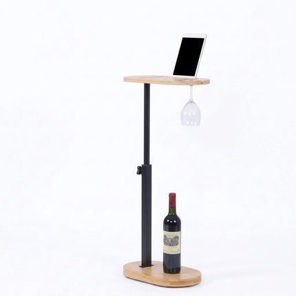 Reguliuojamo aukščio bambukinis C formos stalas su metaliniu rėmu