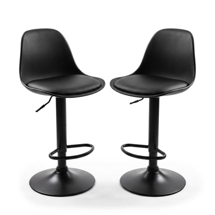 Height-Adjustable Swivel Bar Stools with Backrest, Set of 2, Black