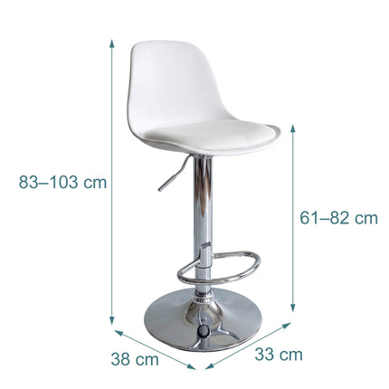 Height-Adjustable Swivel Bar Stools with Backrest, Set of 2, White