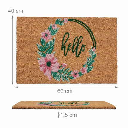 Kokosinis durų kilimėlis „Hello“