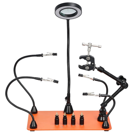 Helping Hands Soldering Station – 3X LED Magnifier, 4 PCB Holders