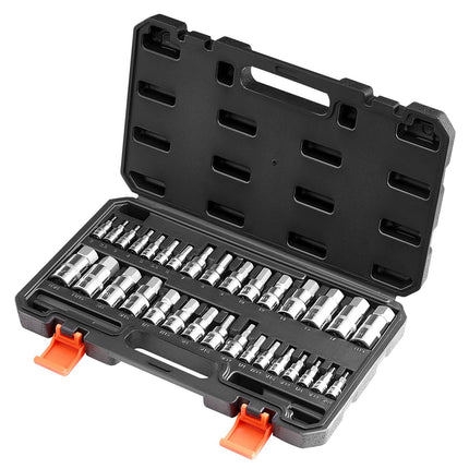 Hex Bit Socket Set, 32-Piece SAE Metric, 3 Drive Sizes