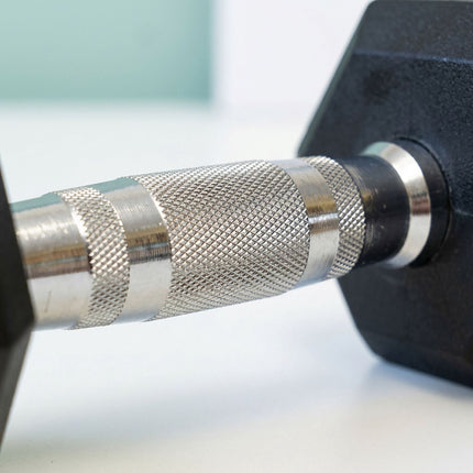 Hex Dumbbells 8 kg Pair, Rubber-Coated Cast Iron, Non-Slip Handles