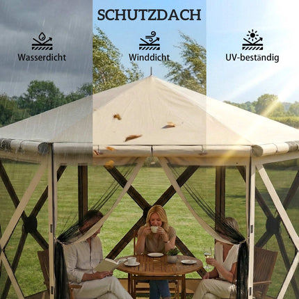 Šešiakampė paviljono palapinė, 3 x 2,6 m, atspari vandeniui, UV spinduliams