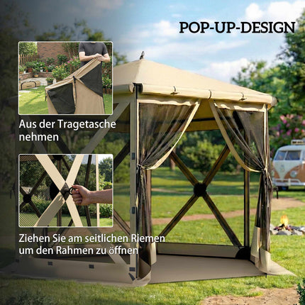 Šešiakampė paviljono palapinė, 3 x 2,6 m, atspari vandeniui, UV spinduliams