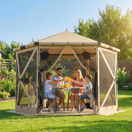 Šešiakampė paviljono palapinė, 3 x 2,6 m, atspari vandeniui, UV spinduliams