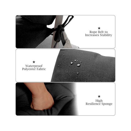 High Back Chair Cushion with 3-Position Adjustable Backrest, Black, Waterproof