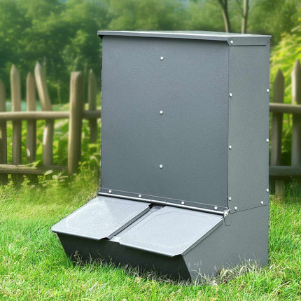 Hog Feeder, 3.7 Bushel, Double Door, Galvanized Steel