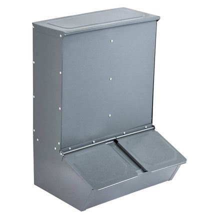 Hog Feeder, 3.7 Bushel, Double Door, Galvanized Steel