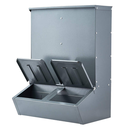 Hog Feeder, 3.7 Bushel, Double Door, Galvanized Steel