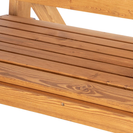 Swing bench in pine for two people with adjustable roof