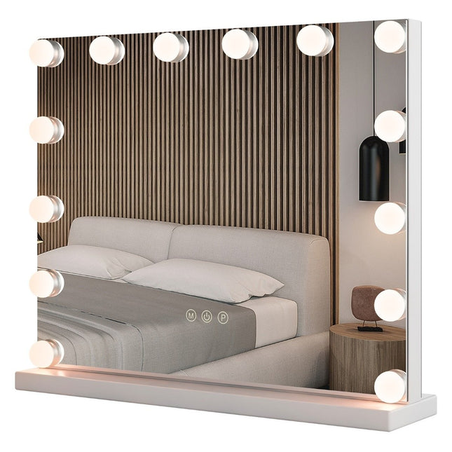 Holivudo kosmetinis veidrodis su 14 reguliuojamo ryškumo LED lempučių, 3 spalvų režimais