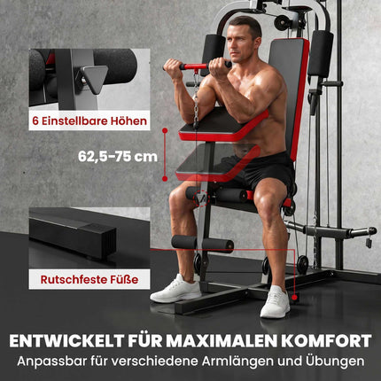 Namų sporto stotis su tempimo mechanizmu, reguliuojamu pamokslininko suoliuku