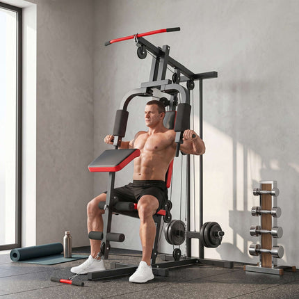 Namų sporto stotis su tempimo mechanizmu, reguliuojamu pamokslininko suoliuku