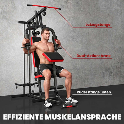 Namų sporto stotis su tempimo mechanizmu, reguliuojamu pamokslininko suoliuku