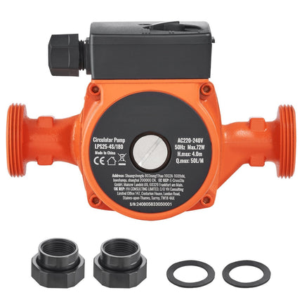 Hot Water Recirculating Pump, 220V 72W, 3-Speed, 50 L/min