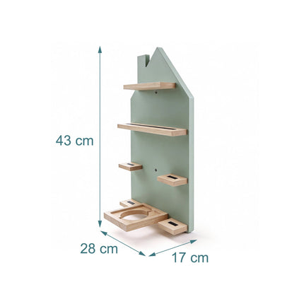 House-Shaped Wall Shelf for Tonies and Toniebox, Holds 32 Figures, Green