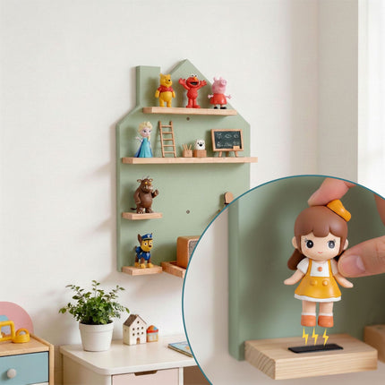 House-Shaped Wall Shelf for Tonies and Toniebox, Holds 32 Figures, Green