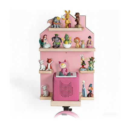 House-Shaped Wall Shelf for Tonies and Toniebox, Holds 32 Figures, Pink