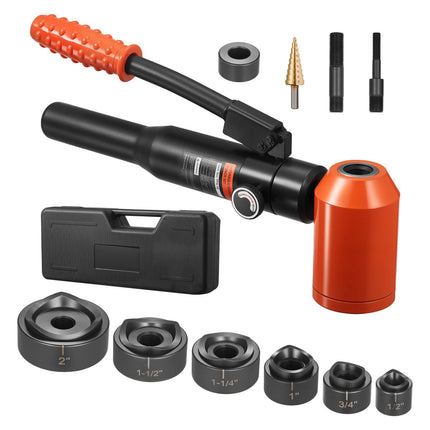 Hydraulic Knockout Punch Set, 10-Ton, 6 Dies 1/2-2 in