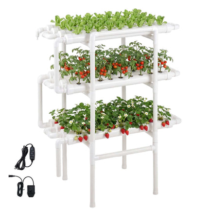Hydroponic Grow Kit, 3-Tier 108-Site, UPVC Pipes