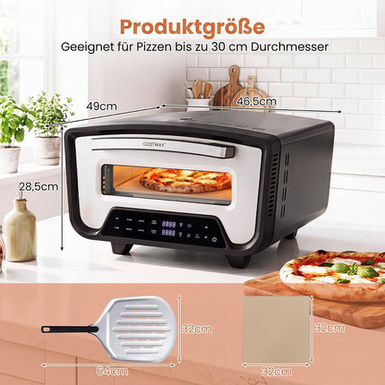 Elektrinė picos krosnelė viduje, 1700 W, 12 colių, jutiklinis ekranas