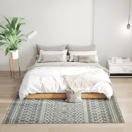 Boho kilimas, skirtas naudoti viduje/lauke, lengvai valomas, pilkas, 200 x 140 cm