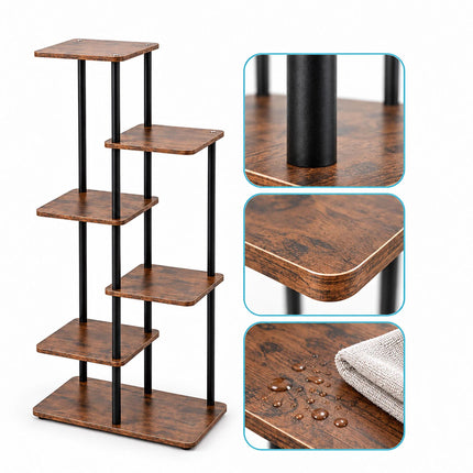 Industrial Plant Stand with 6 Shelves, Metal and MDF, 107 x 48 x 24 cm