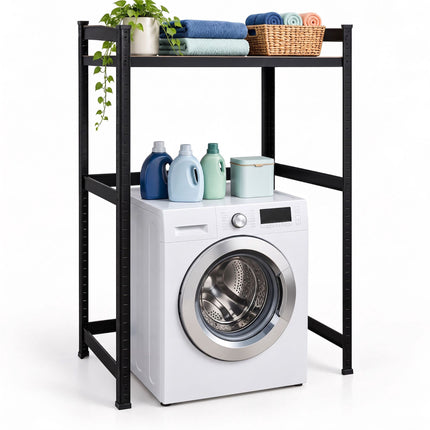 Industrial Washing Machine Rack, Heavy-Duty Steel – Black, 200 kg per Shelf