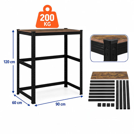 Industrial Washing Machine Rack, Heavy-Duty Steel – Black, 200 kg per Shelf