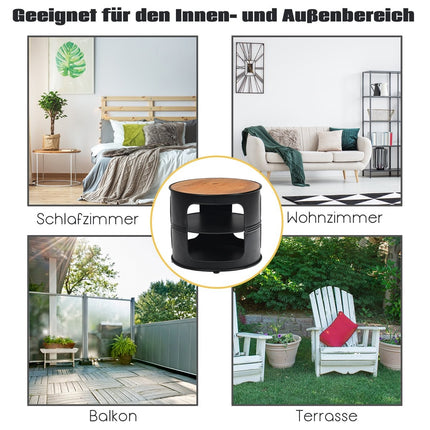 Industrial coffee table made of wood and metal with 2 shelves, load capacity up to 50 kg, black