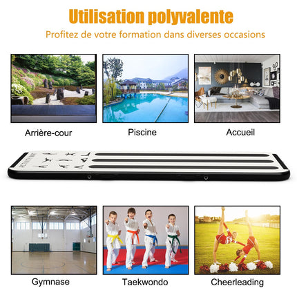 Pripučiamas gimnastikos kilimėlis su oro takeliu, 300x100x10 cm, pompa