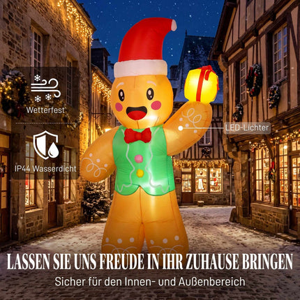 Pripučiamas kalėdinis meduolis su LED lemputėmis, 250 cm