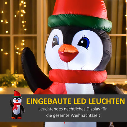 Inflatable Christmas Penguin 155 cm with 3 LED Lights, Scarf Design, IP44