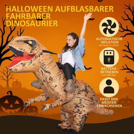 Pripučiamas dinozauro kostiumas suaugusiems, tiranozauras-reksas Helovinui