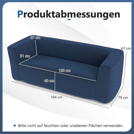 Pripučiama dvigulė sofa su nuimamu užvalkalu, mėlyna, 138 cm