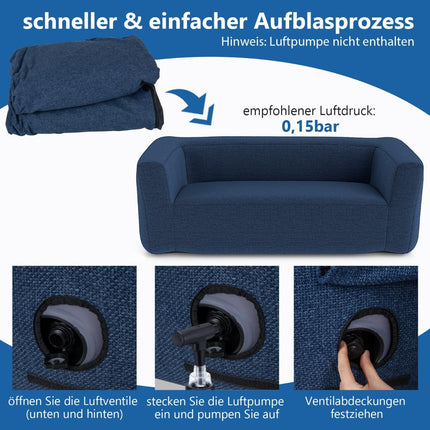 Pripučiama dvigulė sofa su nuimamu užvalkalu, mėlyna, 138 cm