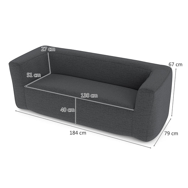 Pripučiama dvigulė sofa su nuimamu užvalkalu, pilka, 138 cm