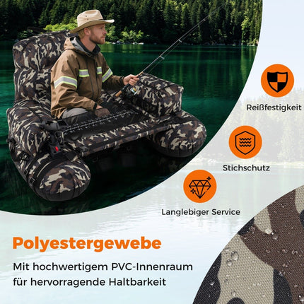 Pripučiama žvejybinė valtis su irklu ir meškerių laikikliu, 150 kg talpa