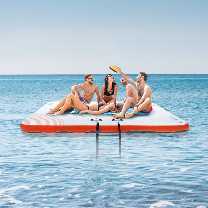Inflatable Floating Dock 7 x 7 Ft, Non-Slip, Ladder