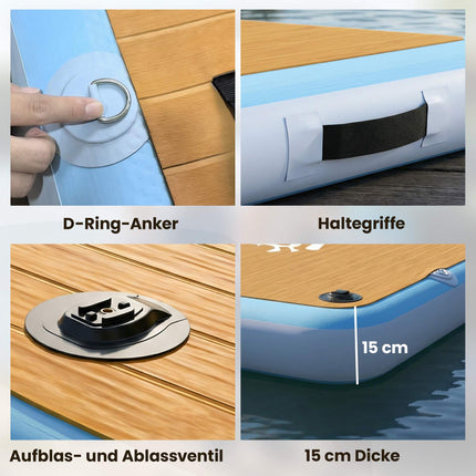 Pripučiama plaukiojanti platforma, neslidus denis, talpa 4-6 asmenims