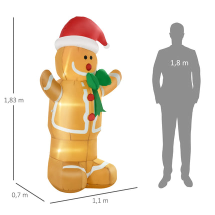Pripučiamas meduolis su LED lemputėmis, 183 cm lauko dekoras