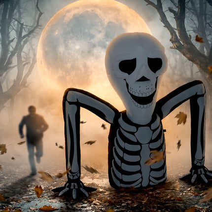 Pripučiamas Helovino skeletas su LED lemputėmis, 210T poliesteris