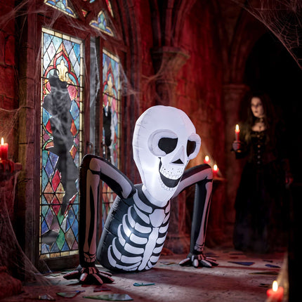 Pripučiamas Helovino skeletas su LED lemputėmis, 210T poliesteris