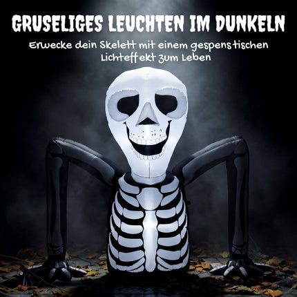 Pripučiamas Helovino skeletas su LED lemputėmis, 210T poliesteris