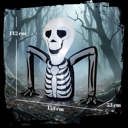 Pripučiamas Helovino skeletas su LED lemputėmis, 210T poliesteris