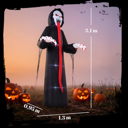 Pripučiamas Helovino skeletas su LED lemputėmis, 310 cm